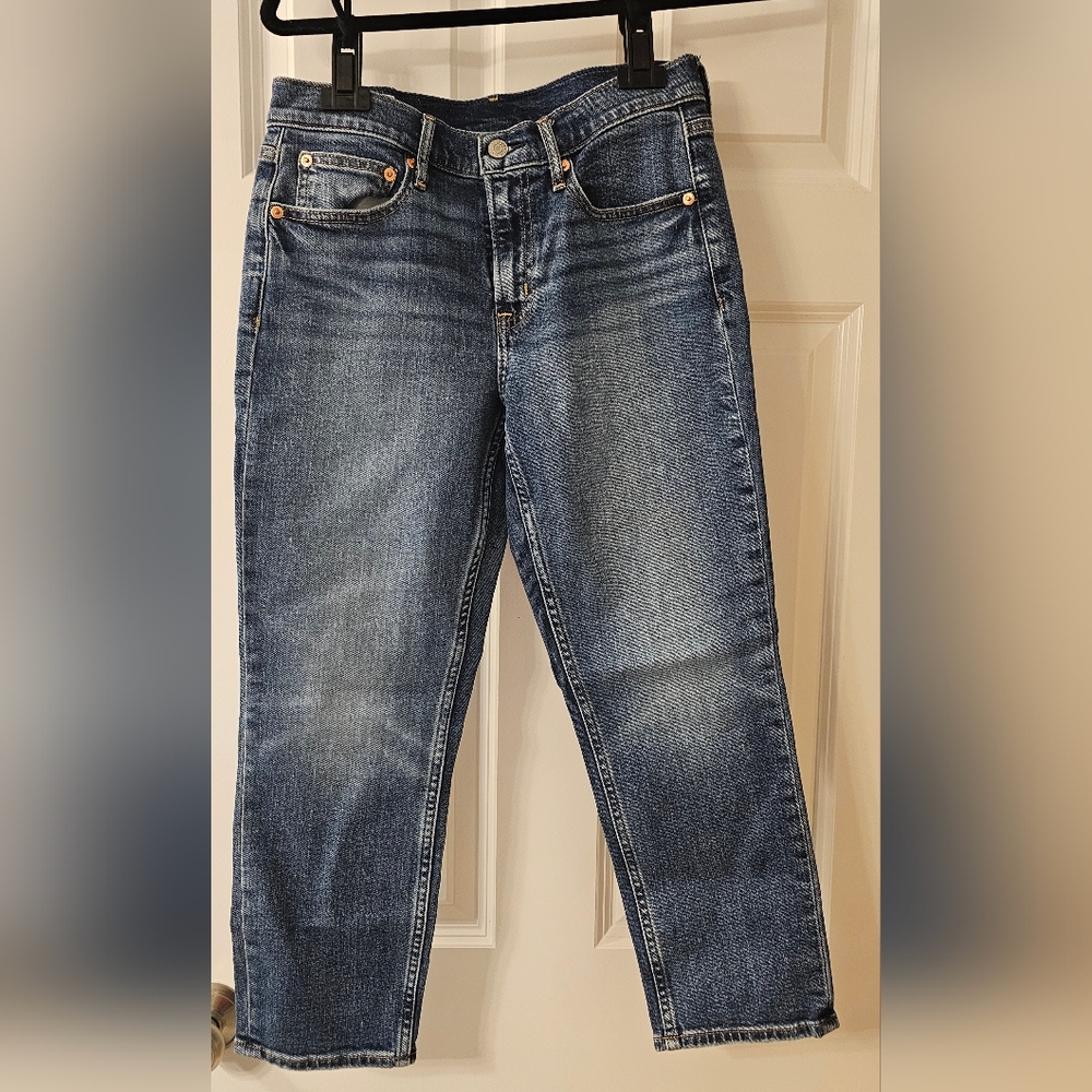 Gap Vintage Slim Mid Rise Jeans Dark Indigo Wash Denim Women’s Size 28 6 Petite